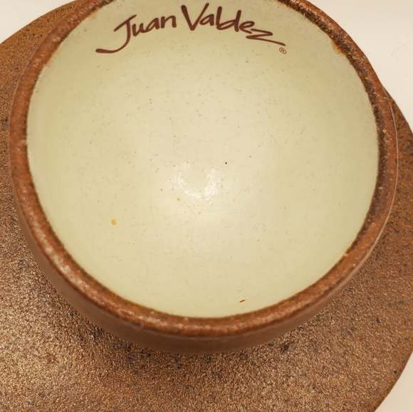 Juan Valdez Rare Handmade Pottery Espresso Cups And Saucers Set of 2 Brown Beige - Picture 12 of 16